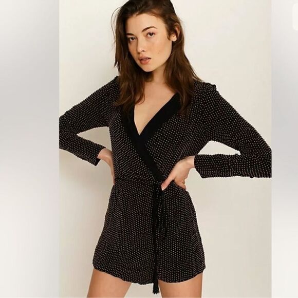 Free People Gems Of Sahara Embellished Studded Romper Black - Picture 1 of 7